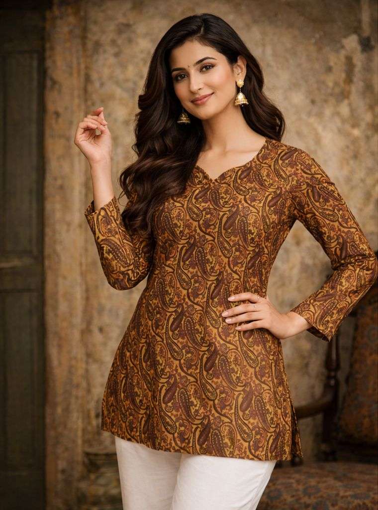 AAWIYA RJ-20 MUSLIN PRINTED PREMIUM STITCHED SHORT KURTIS-00060
