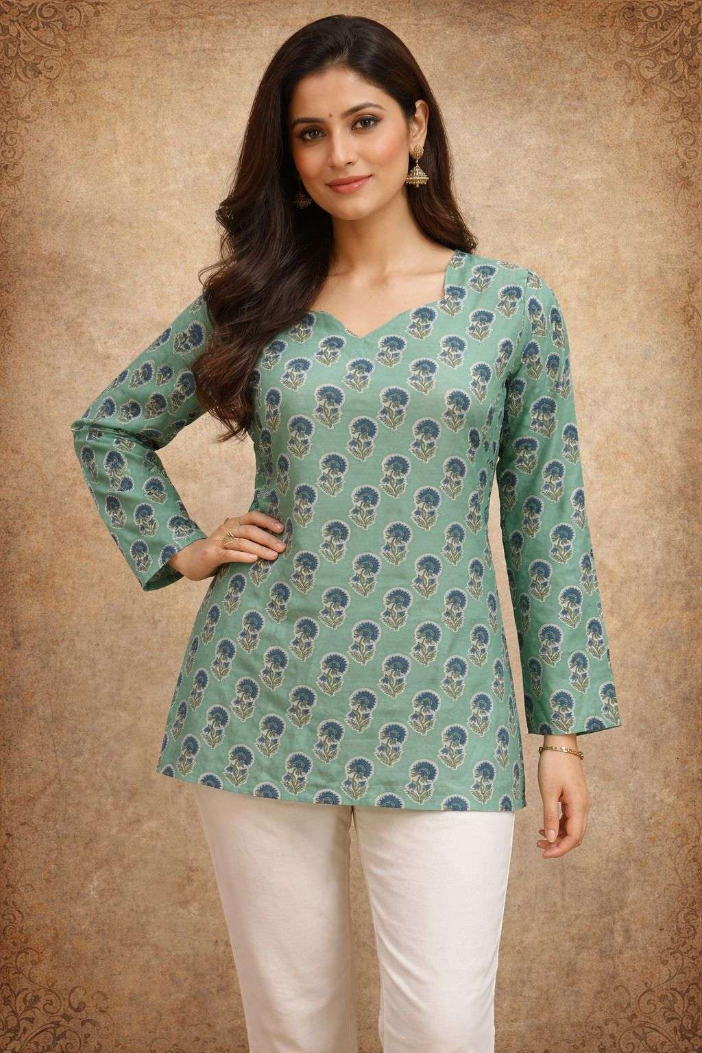 AAWIYA RJ-23 MUSLIN PRINTED PREMIUM STITCHED SHORT KURTIS-00060