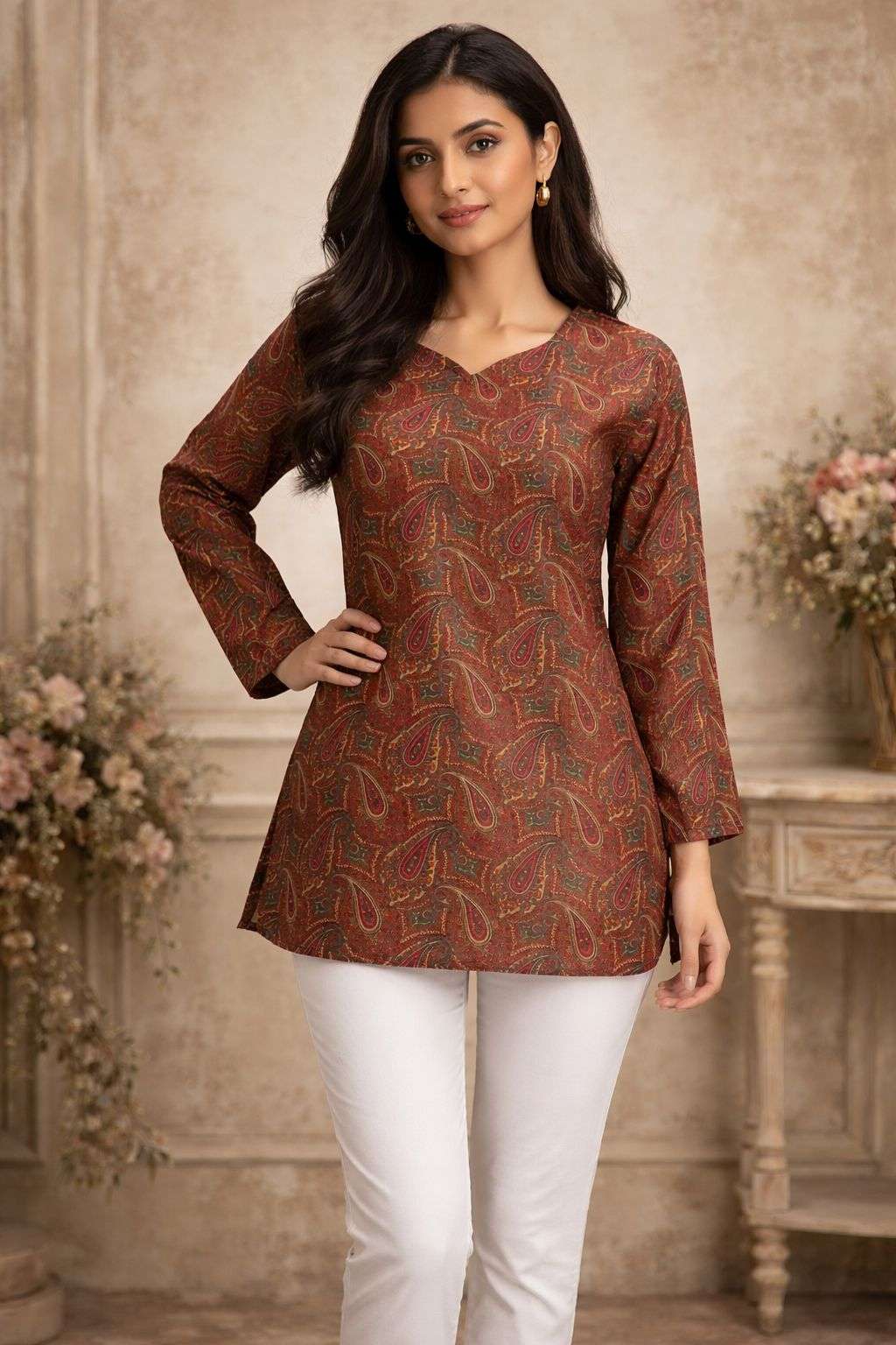 AAWIYA RJ-30 MUSLIN PREMIUM PRINTED STITCHED KURTIS-00060