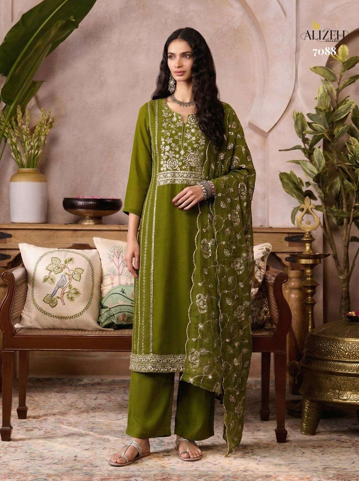 ALIZEH 7085 TO 7088 SERIES ORGANZA EMBROIDERY PUNJABI STITCHED SUITS SET-00001