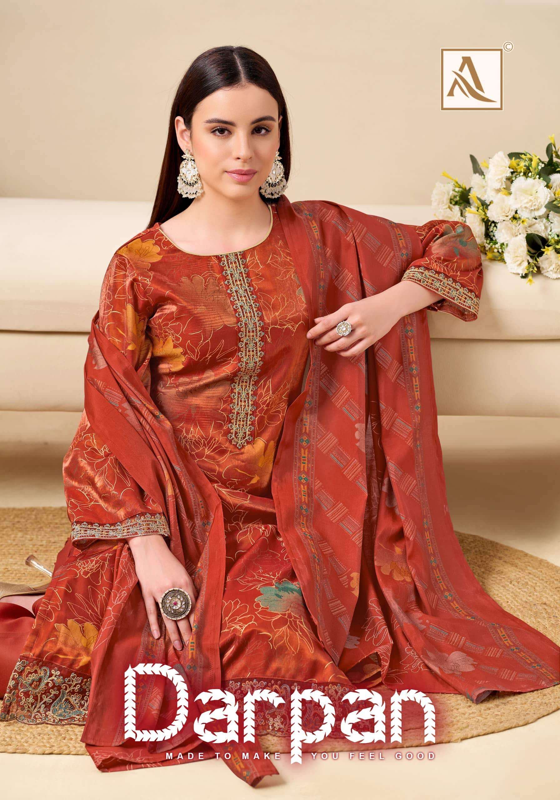 ALOK SUIT DARPAN PURE VISCOSE PRINTED EMBROIDERY PAKISTANI DRESSES-00201