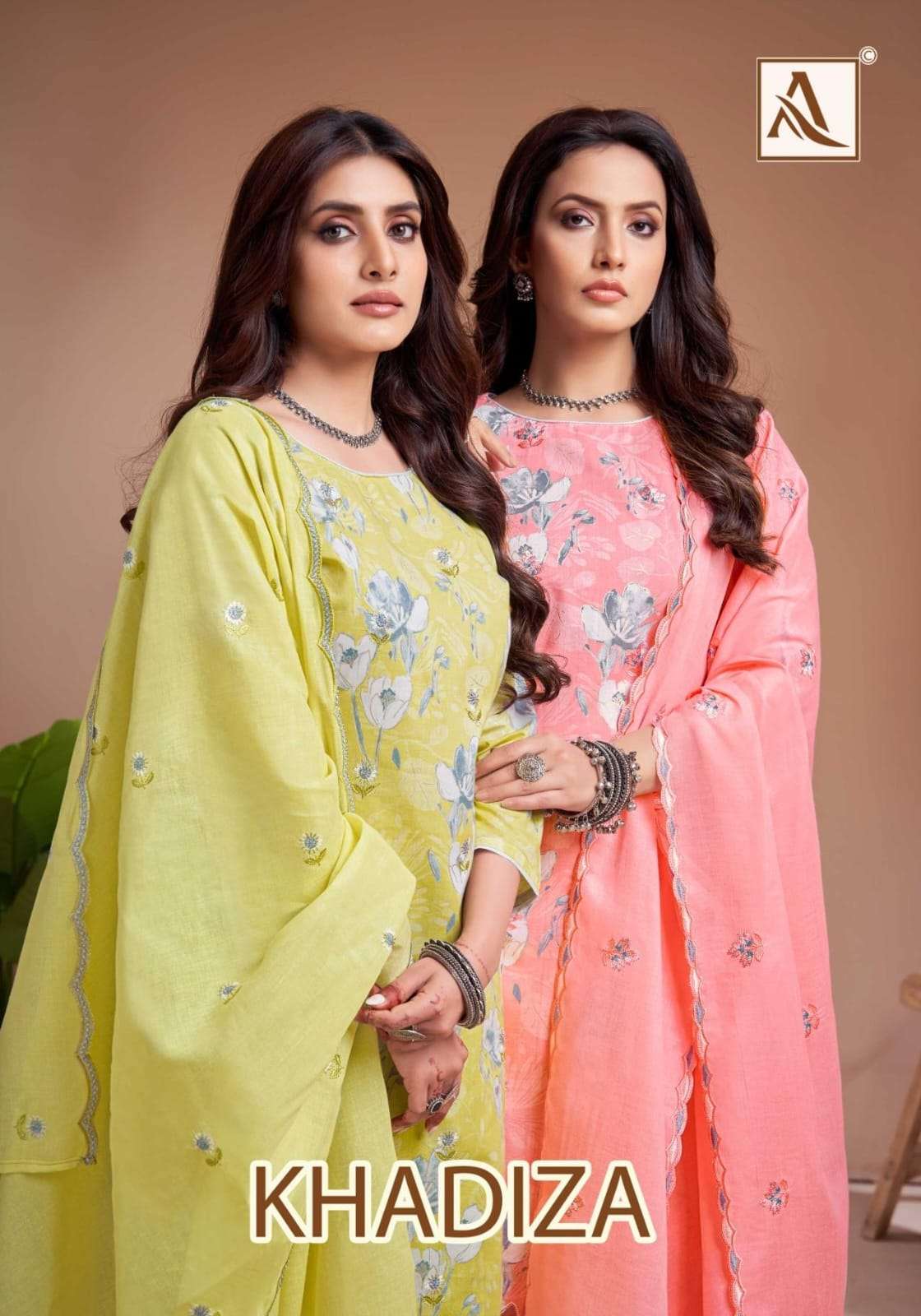 ALOK SUIT KHADIZA PURE COTTON PRINTED EMBROIDERY PAKISTANI DRESSES-00201