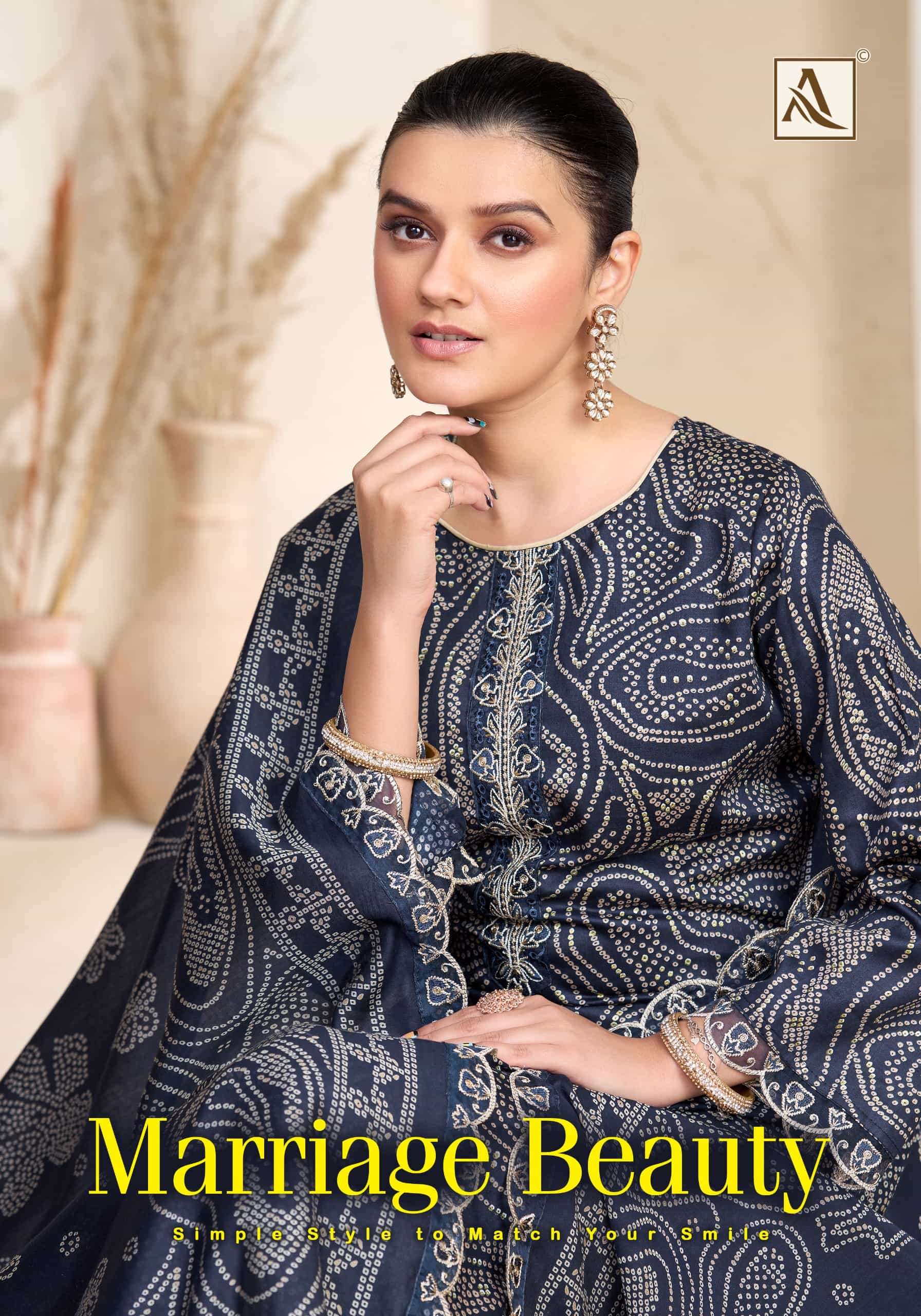 ALOK SUIT MARRIAGE BEAUTY PURE ZAM COTTON PRINTED EMBROIDERY PAKISTANI DRESSES-00201