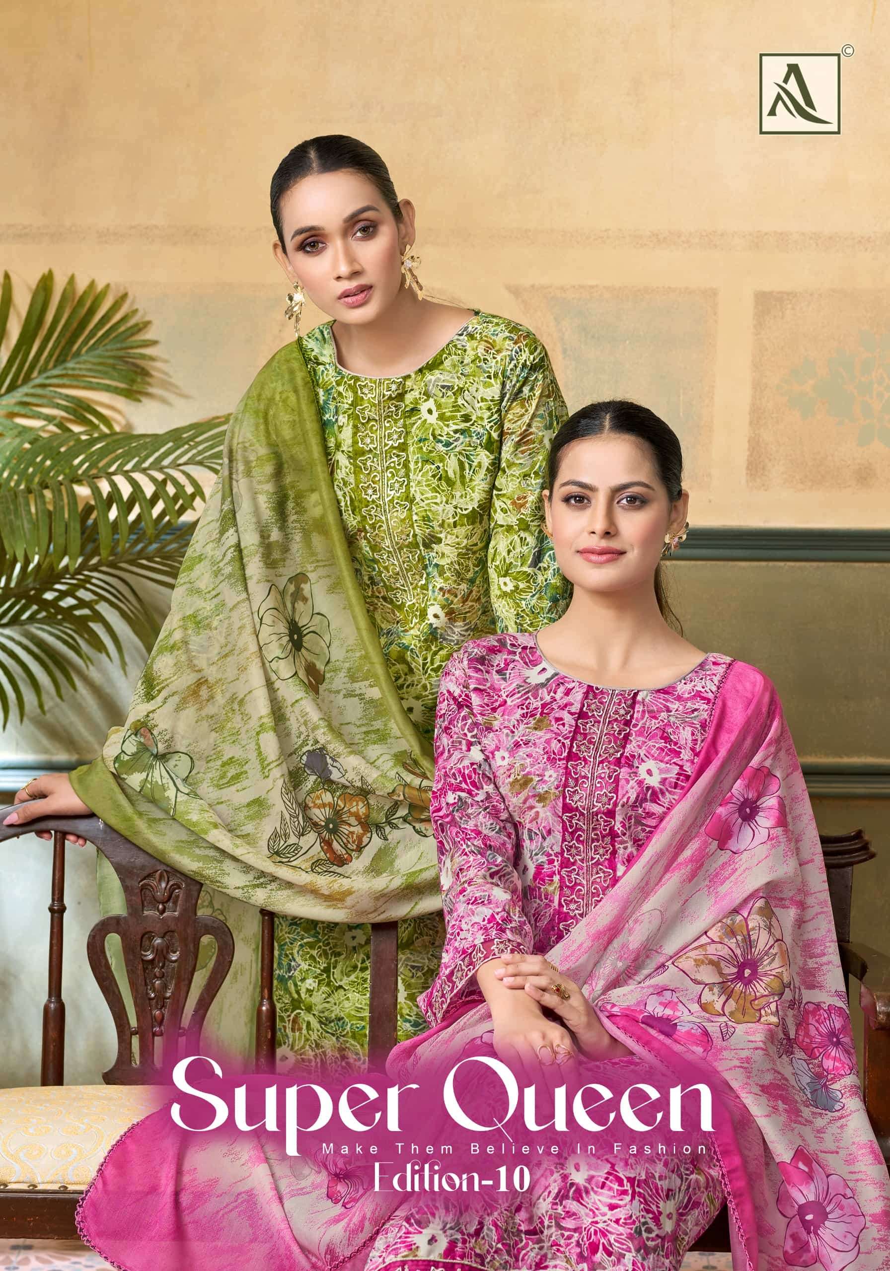 ALOK SUIT SUPER QUEEN VOL-10 PURE RAYON PRINTED PAKISTANI DRESSES-00201