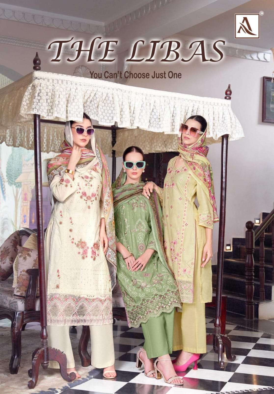 ALOK SUIT THE LIBAS PURE CAMBRIC COTTON EMBROIDERY PAKISTANI DRESSES-00201