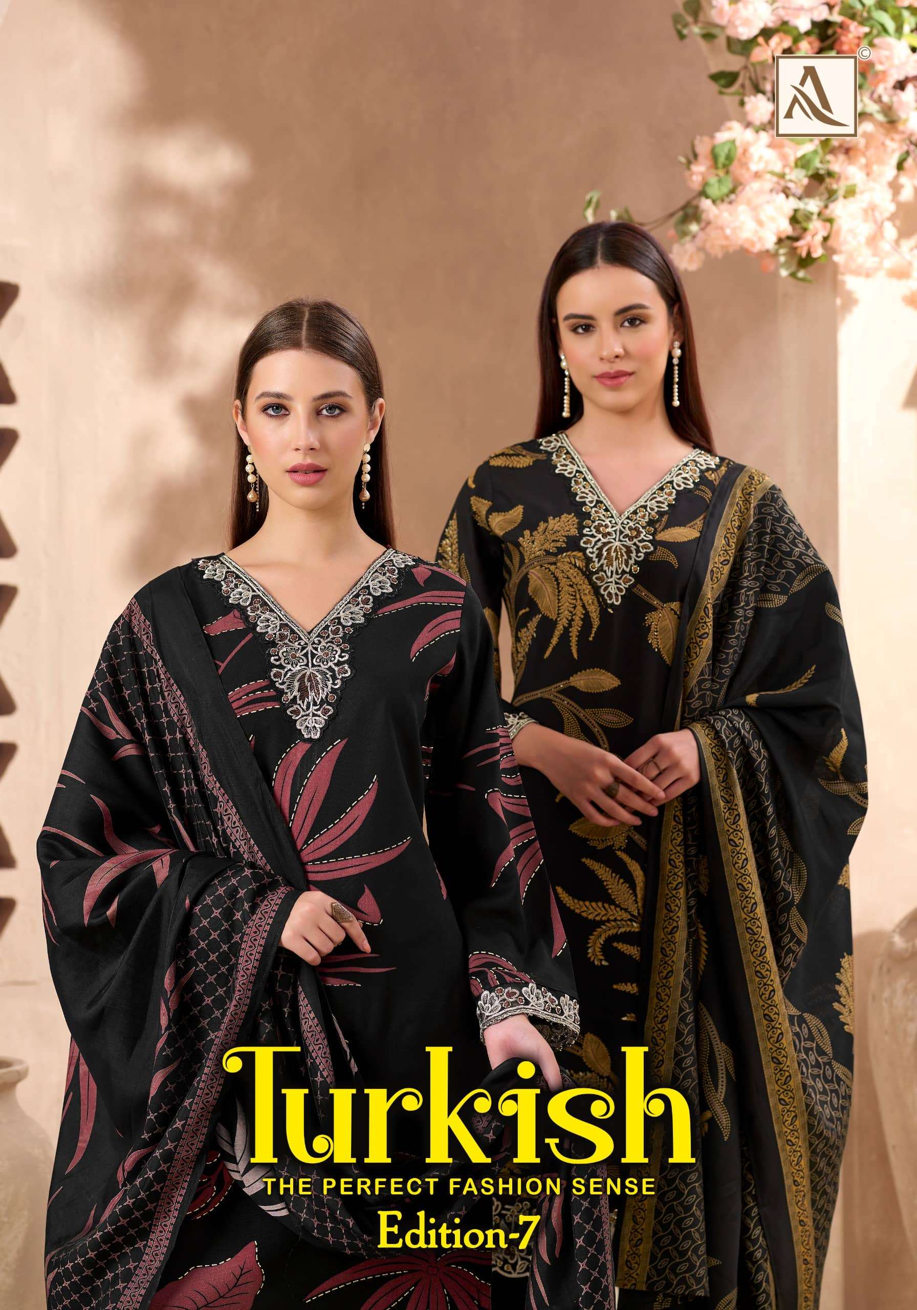 ALOK SUIT TURKISH VOL-07  01 TO 06 SERIES VISCOSE RAYON PRINTED DRESSES-00201
