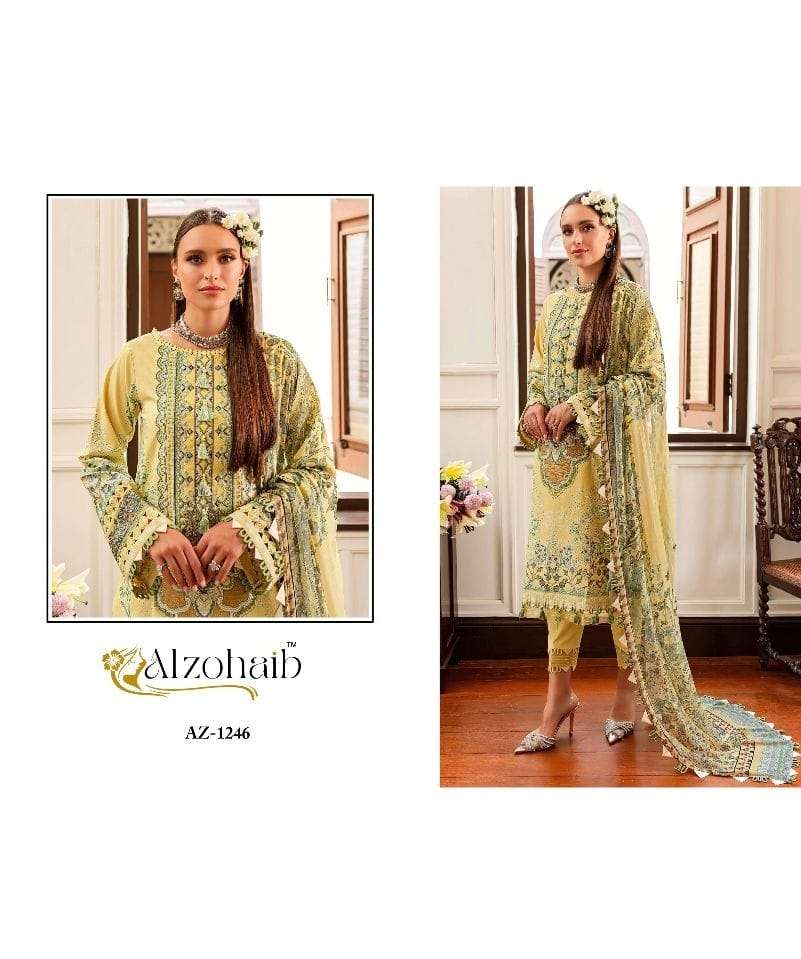 ALZOHAIB AZ-1246 SERIES PURE COTTON EMBROIDERY PAKISTANI DRESS-00062