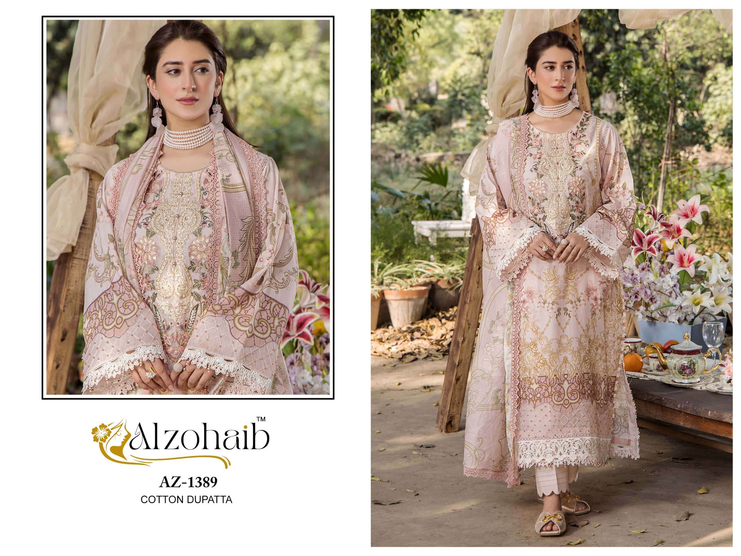 ALZOHAIB AZ-1389 PURE COTTON EMBROIDERY PAKISTANI DRESS-00062