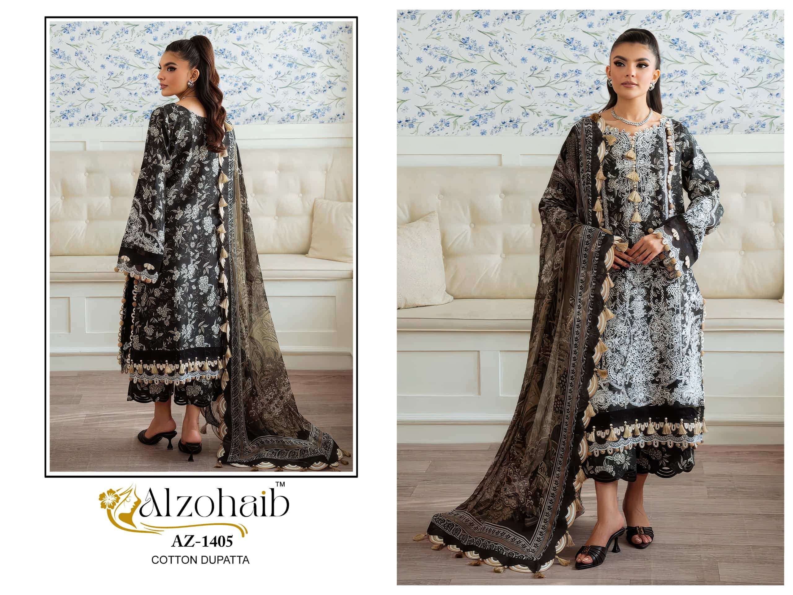 ALZOHAIB AZ-1405 PURE COTTON EMBROIDERY PAKISTANI DRESS-00062