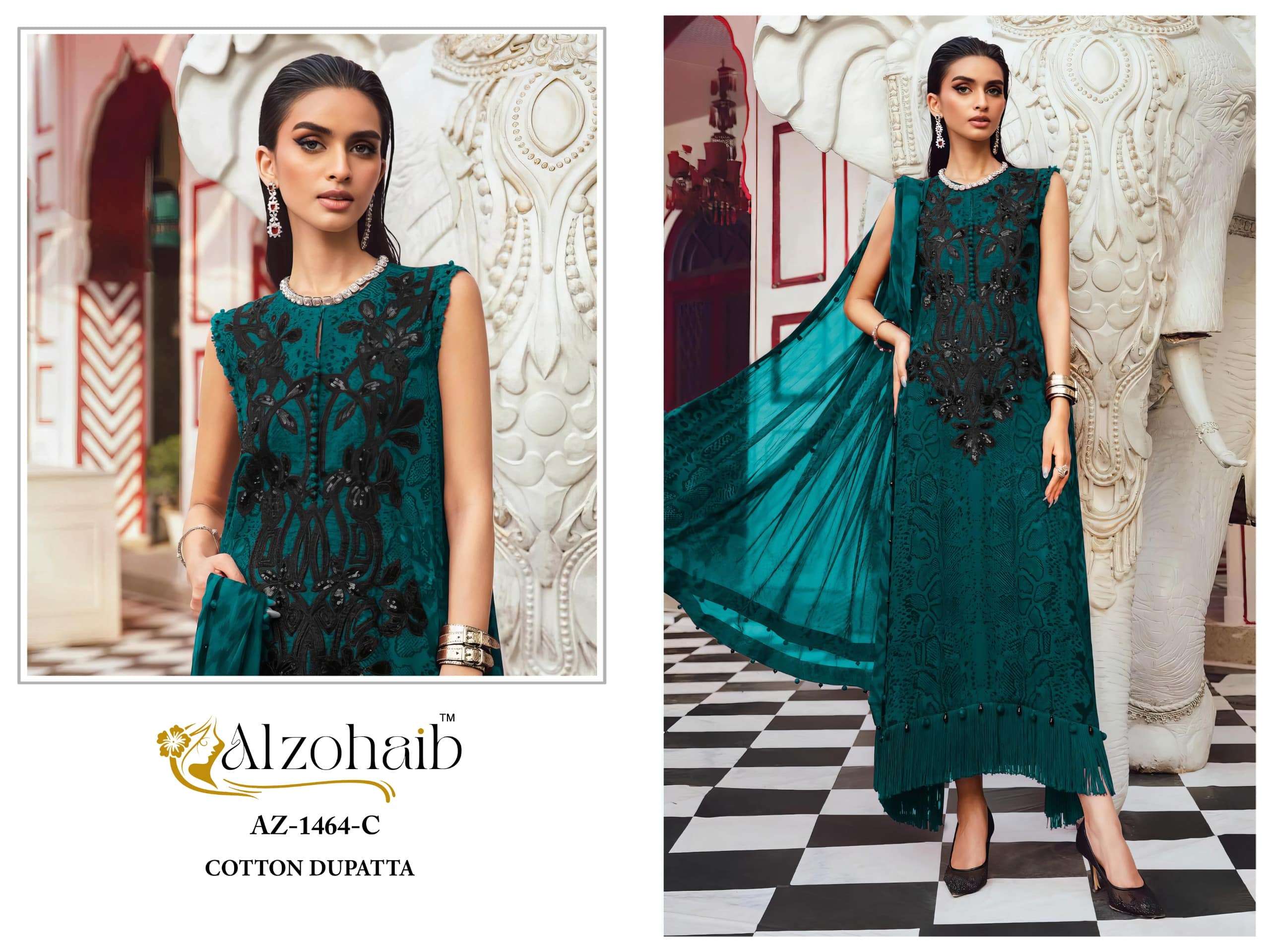 ALZOHAIB HITS COLOUR PURE COTTON EMBRODIERY PAKISTANI DRESSES-00201