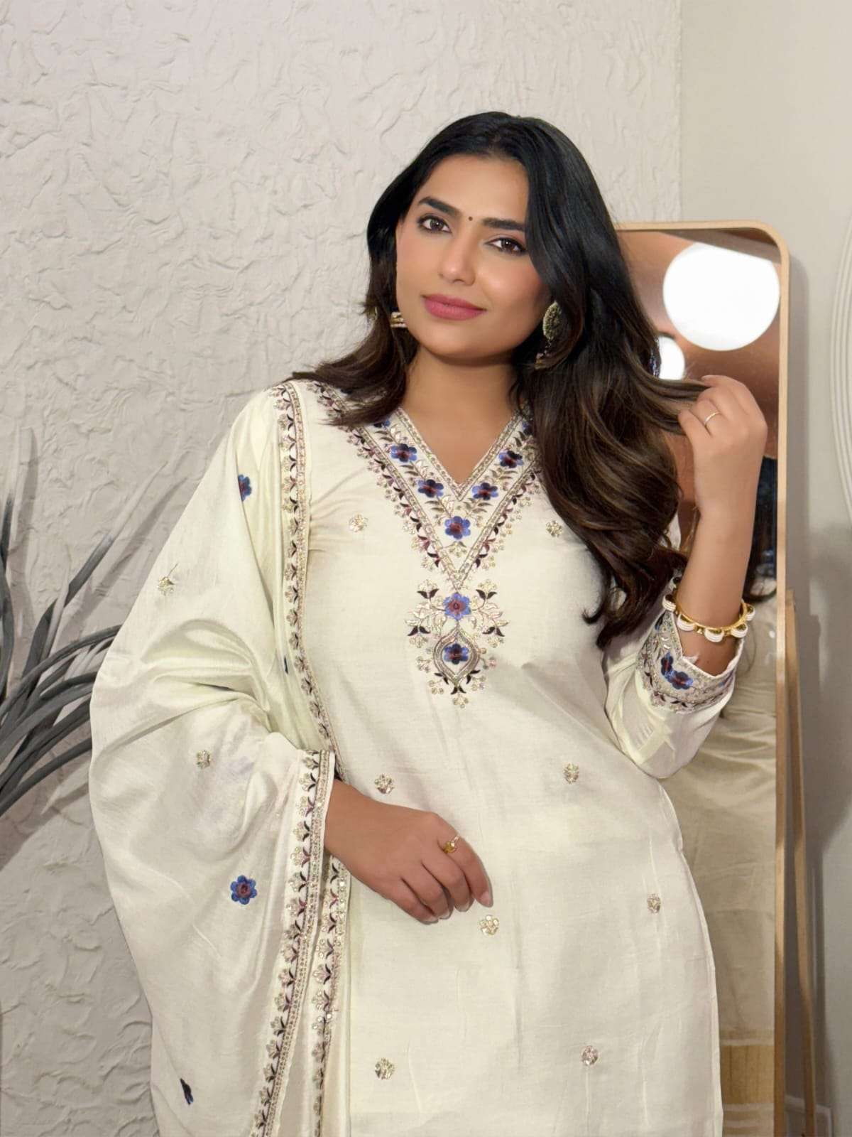  AMI BY ASLIWHOLESALE VISCOSE CHANDERI WITH SEQUENCE EMBROIDERY DRESSES-00264