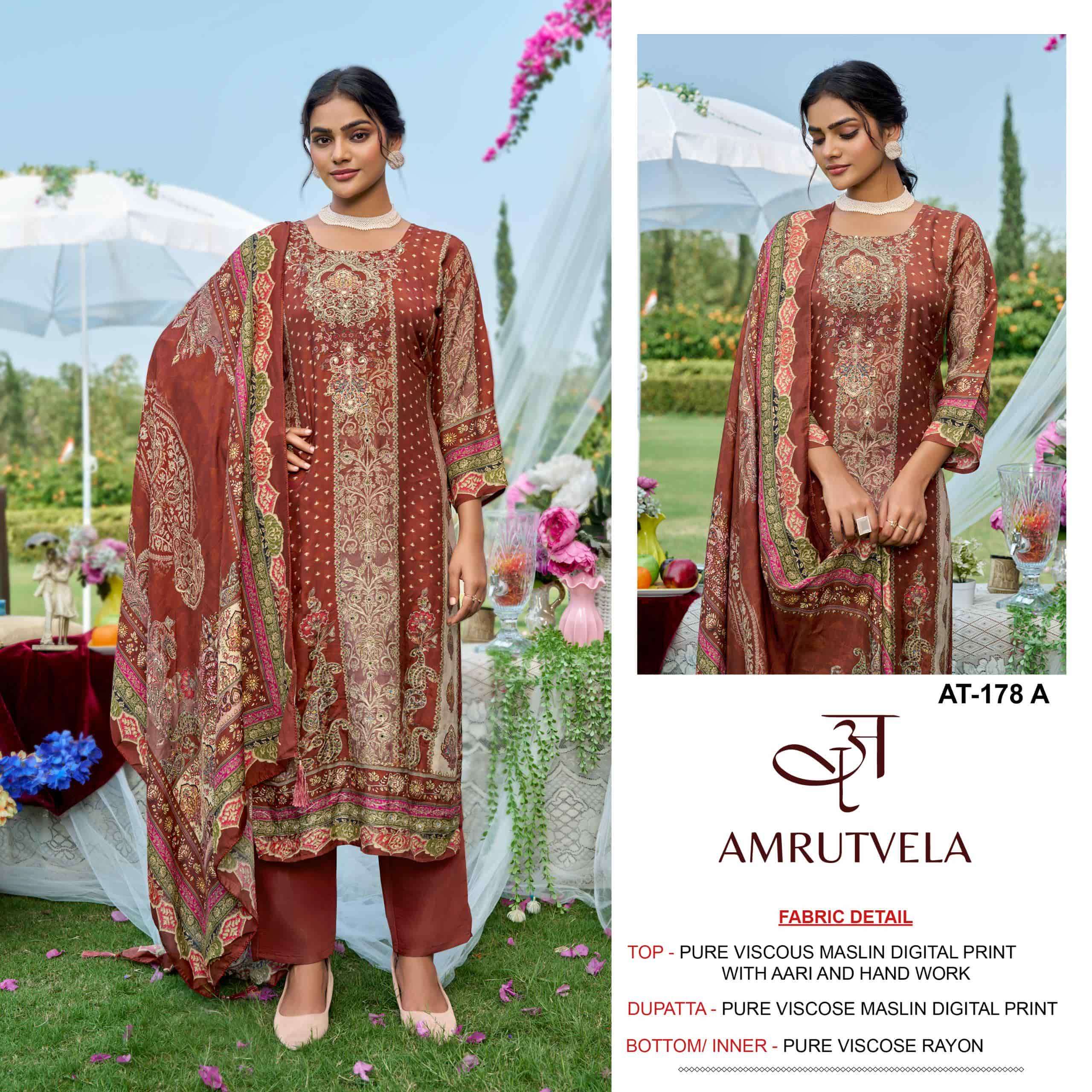AMRUTVELA AT-178 A TO D SERIES PURE VISCOSE MUSLIN PRINTED PAKISTANI DRESSES-00062