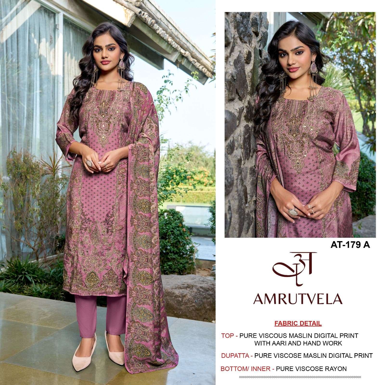 AMRUTVELA AT-179 A TO D SERIES PURE VISCOSE MUSLIN PRINTED PAKISTANI DRESSES-00062