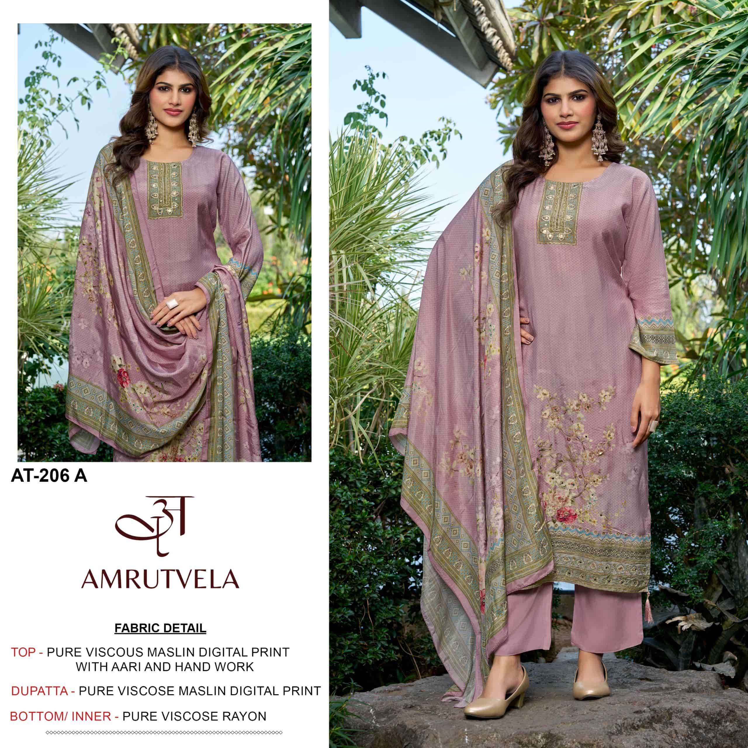 AMRUTVELA AT-206 A TO D SERIES PURE VISCOSE MUSLIN PRINTED PAKISTANI DRESSES-00062