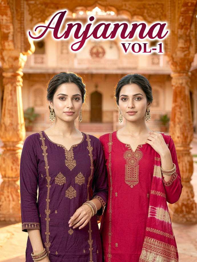 ANJANNA VOL-1 BY ASLIWHOLESALE VATICAN SILK STRAIGHT CUT WITH STITCHED DRESSES-00320