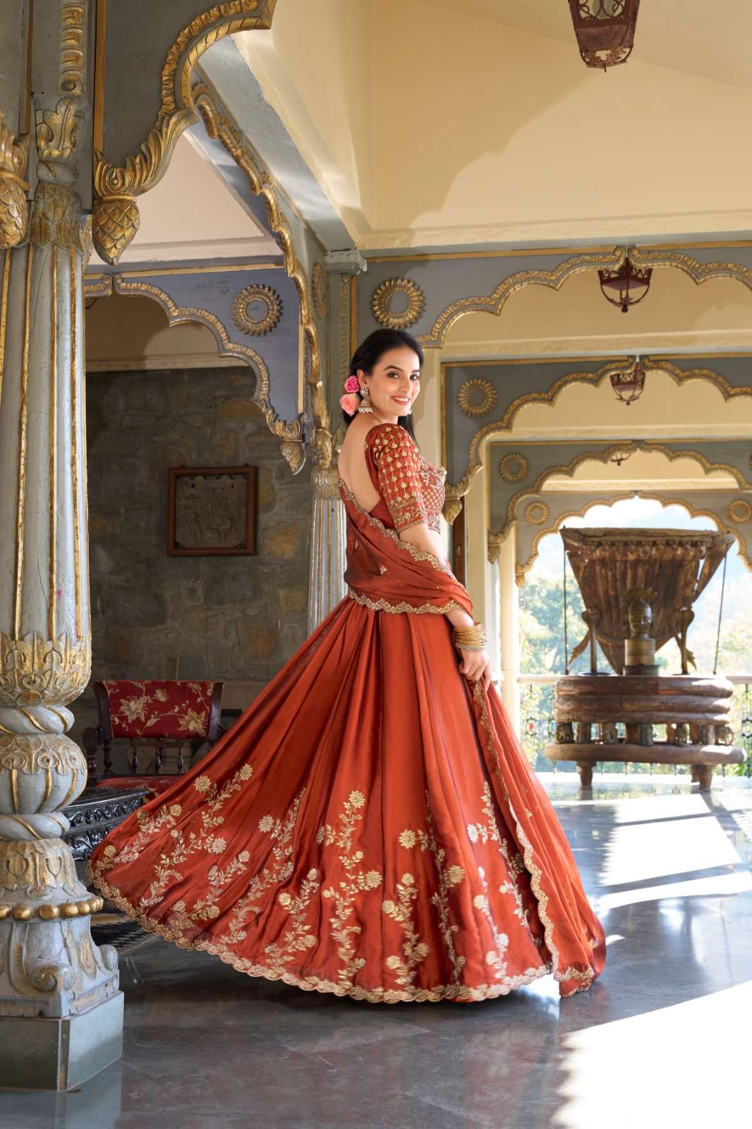 ARYA DESIGN DRS-211 PREMIUM RANGOLI SILK EMBROIDERY SEMI-STITCHED LEHENGAS-00058