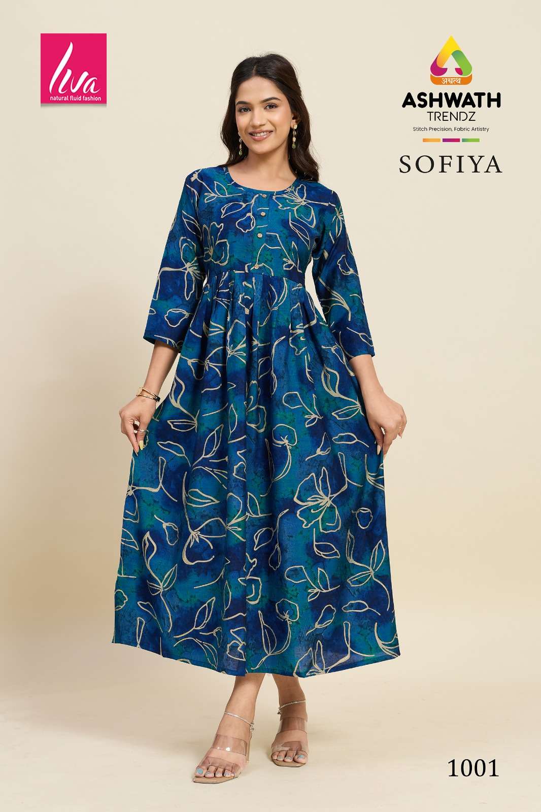 ASHWATH TRENDZ SOFIYA CHANDERI FOIL PRINTED KURTIS-00275