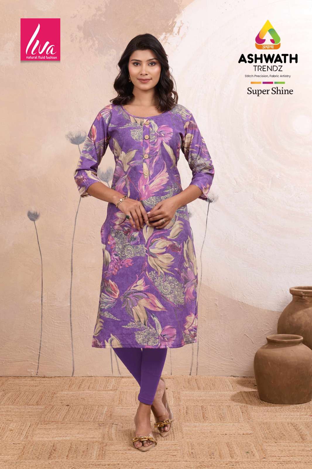ASHWATH TRENDZ SUPER SHINE VATICAN PRINTED STITCHED KURTIS-00275