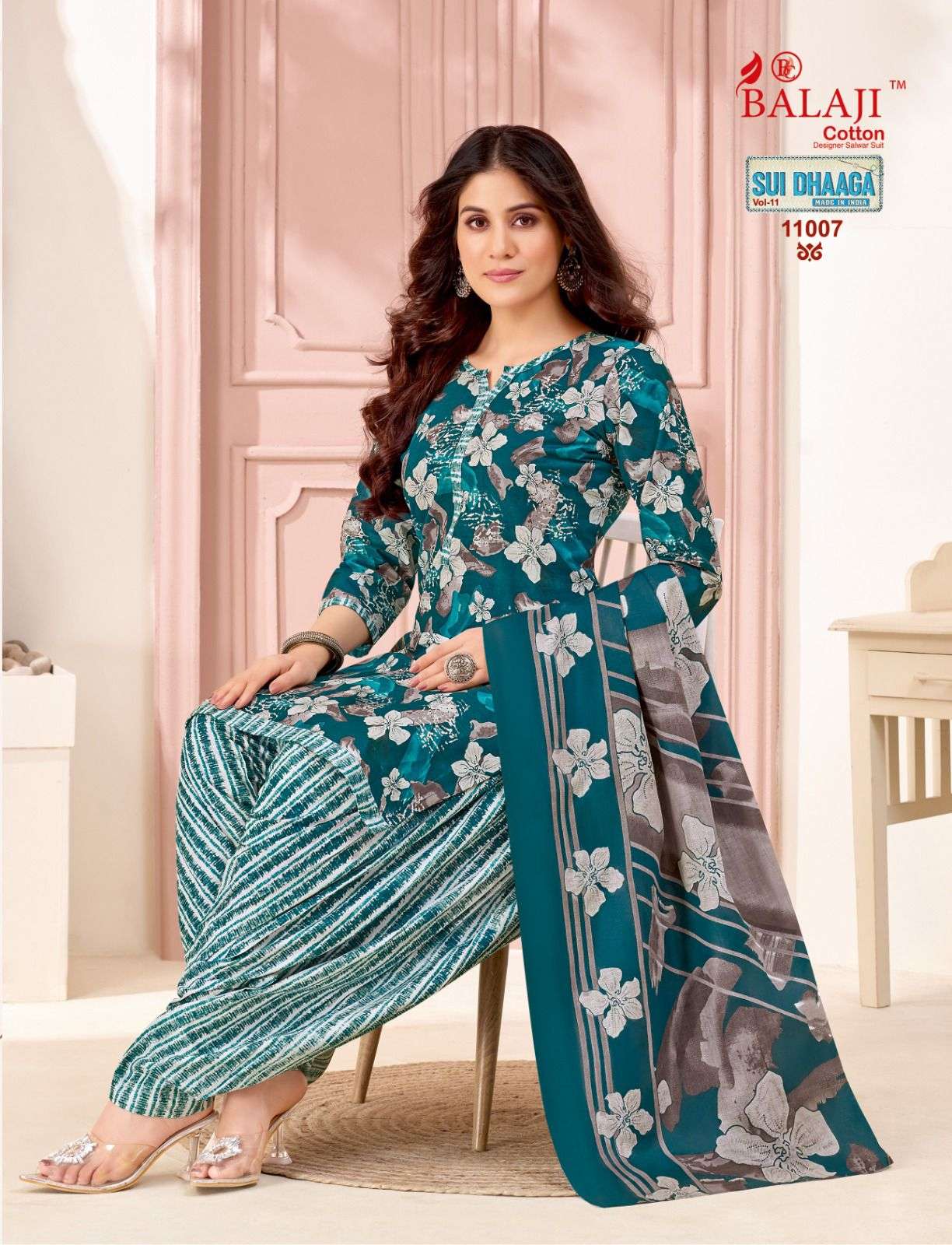 BALAJI COTTON SUI DHAGA VOL-11 11001 TO 11010 SERIES COTTON UNSTITCHED SUIT-00015