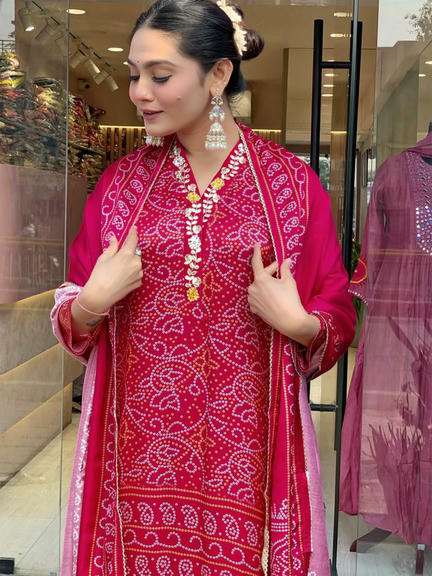 BANDHANI BY ASLIWHOLESALE VISCOSE SILK WITH EMBROIDERY WORK DRESSES - 00265