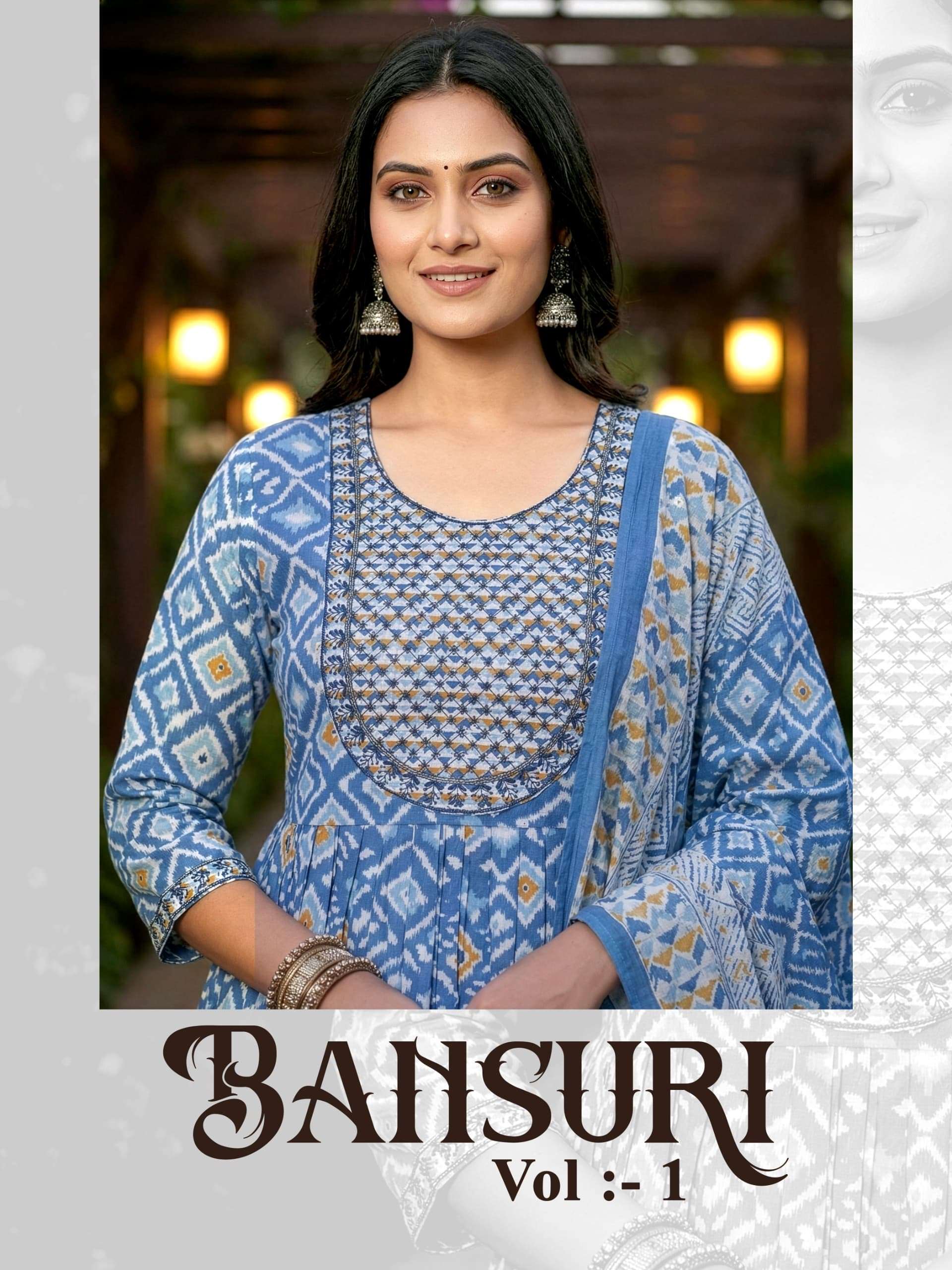 BANSURI BY ASLIWHOLESALE CAMBRIC COTTON PRINTED STITCHED SUITS-00320