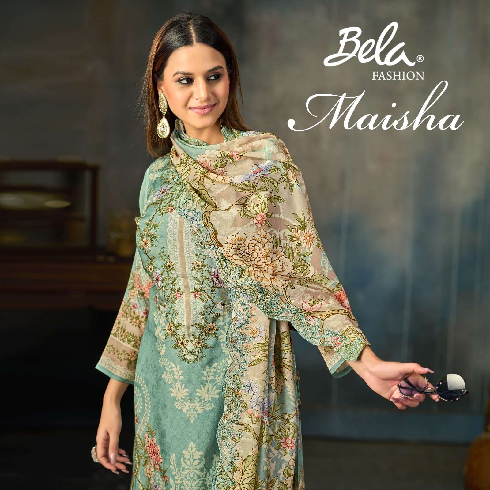 BELA MANISHA 8460 TO 8463 SERIES PURE MUSLIN PRINTED PAKISTANI DRESSES-00028