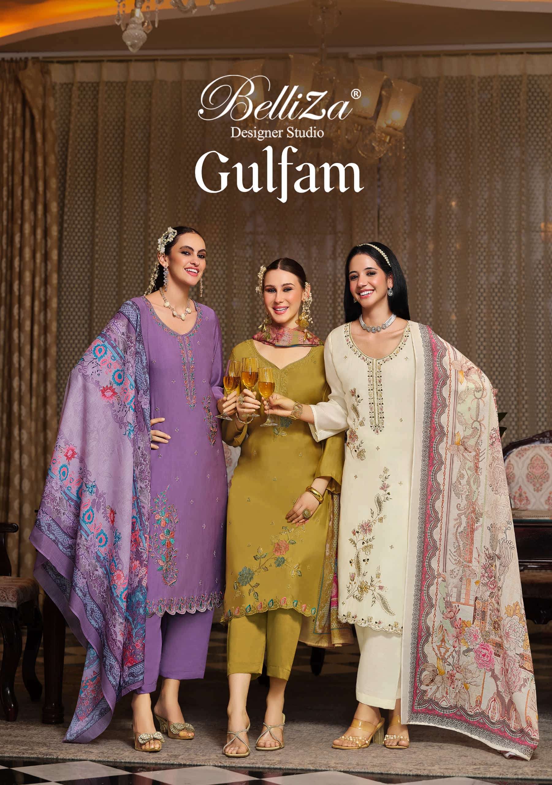 BELLIZA GULFAM 959-001 TO 959-006 SERIES PURE MUSLIN EMBROIDERY PAKISTANI DRESSES-00201