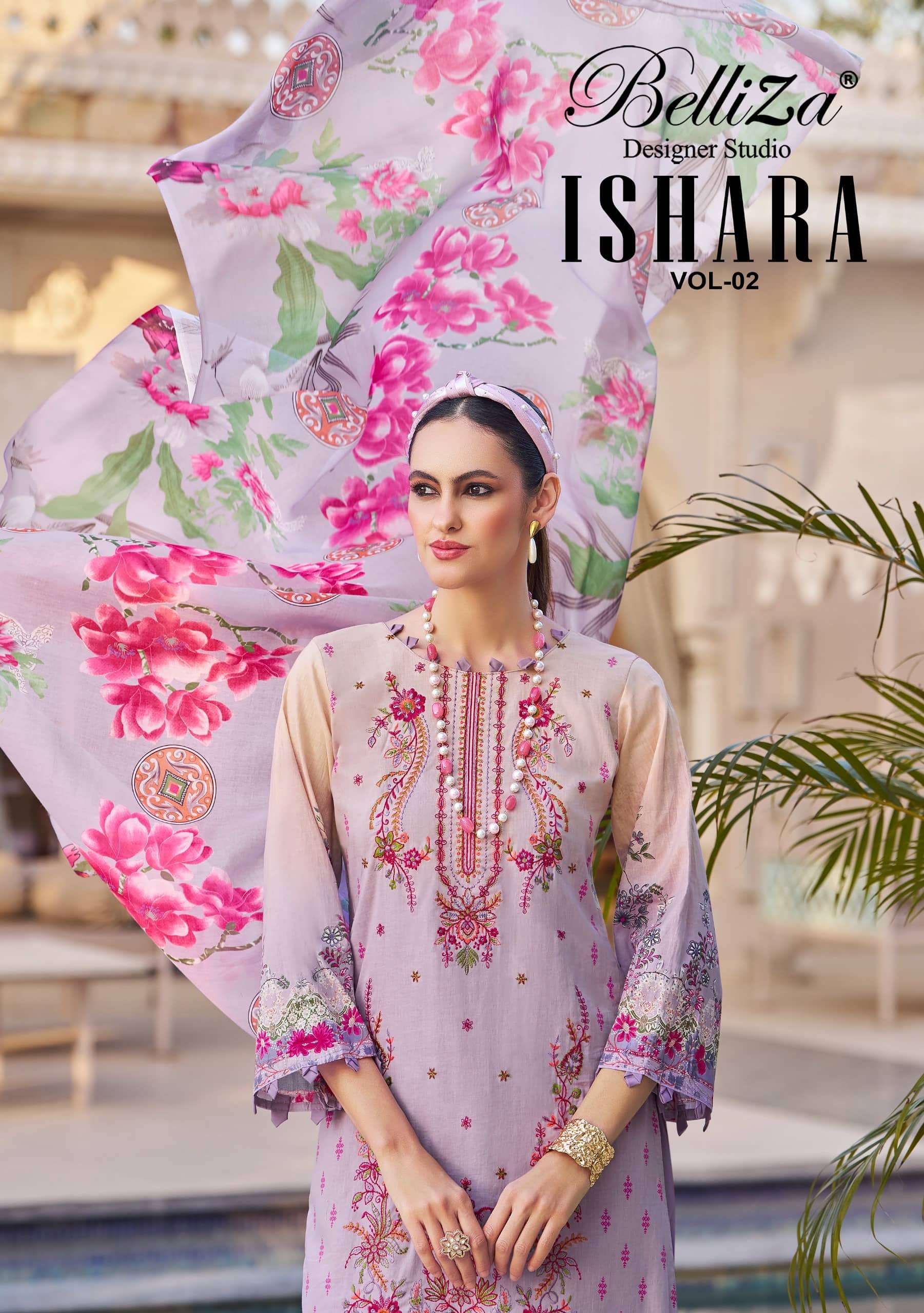 BELLIZA ISHARA VOL-02 958-001 TO 958-006 SERIES PURE COTTON PRINTED PAKISTANI DRESSES-00201