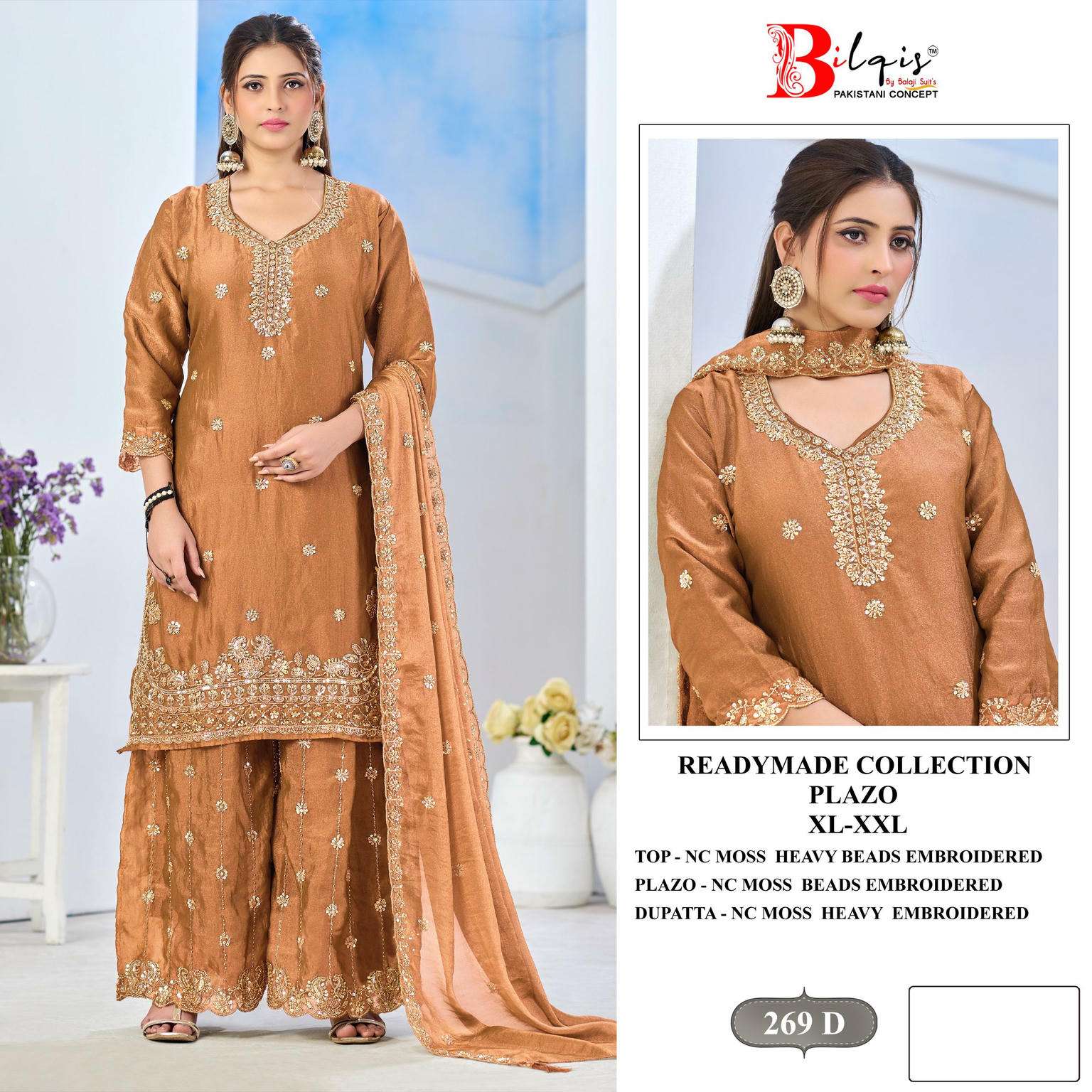 BILQIS B-269 A TO D SERIES COS MOS PAKISTANI STITCHED SUIT SET-00011