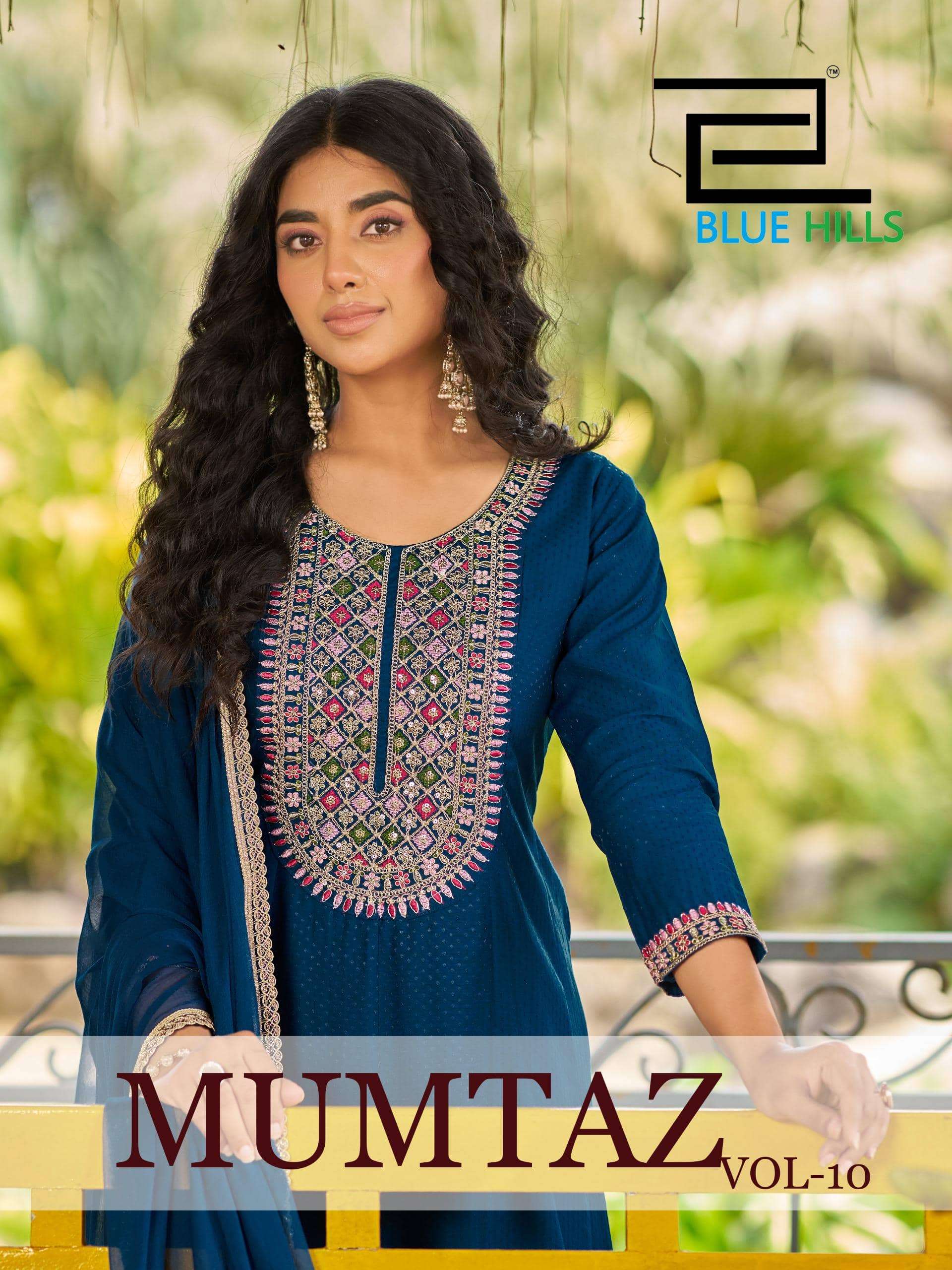 BLUE HILLS MUMTAZ VOL-10 1001 TO 1004 SERIES RAYON EMBROIDERY STITCHED DRESSES-00099