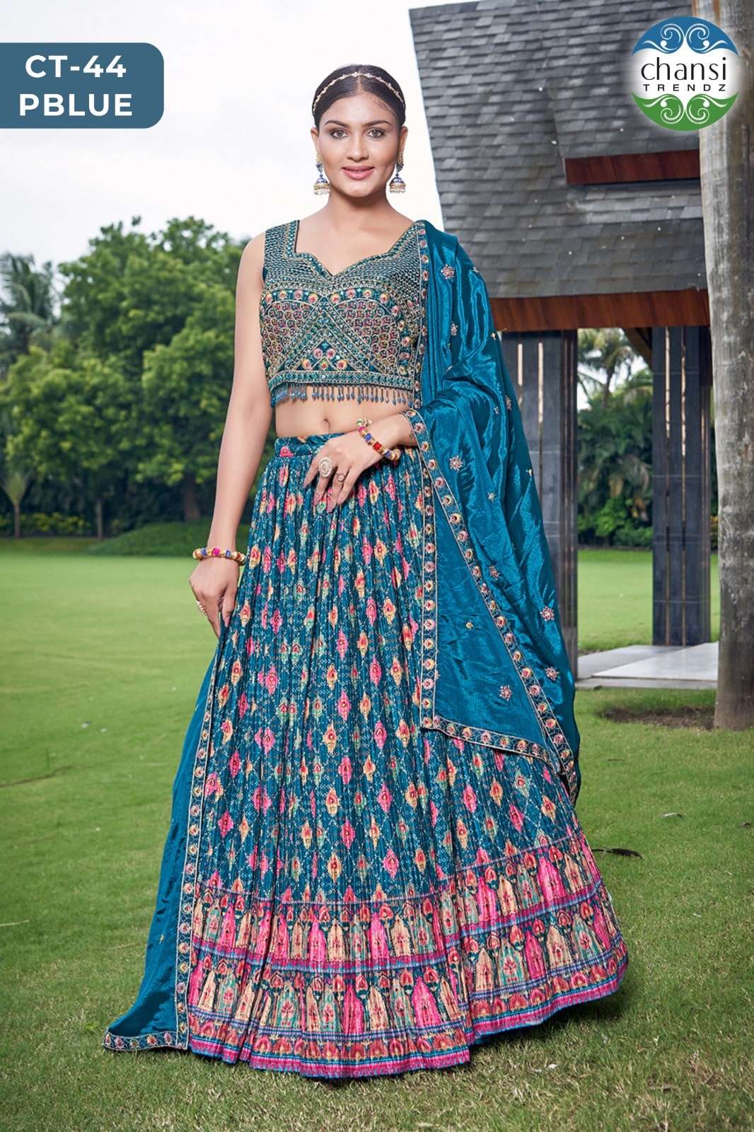 CHANSI TRENDZ 44 SERIES READY TO WEAR CHINON EMBROIDERY LEHENGAS-00303