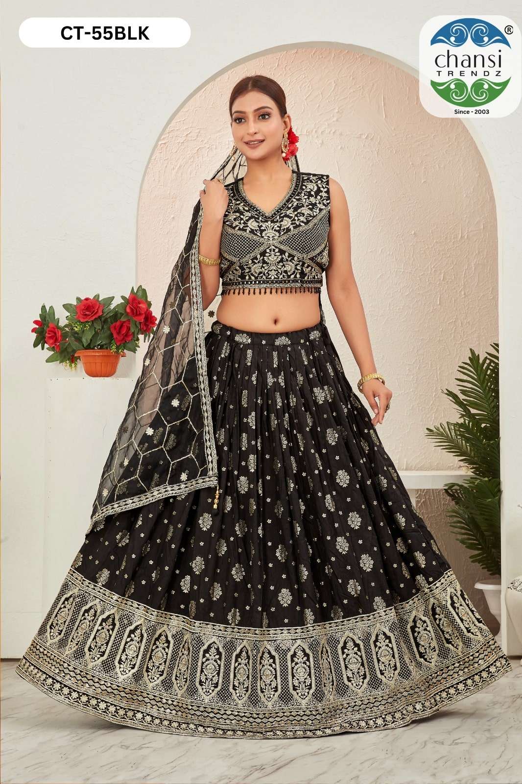 CHANSI TRENDZ 55 SERIES JACQUARD DOLA SILK EMBROIDERY READYMADE LEHENGAS-00303