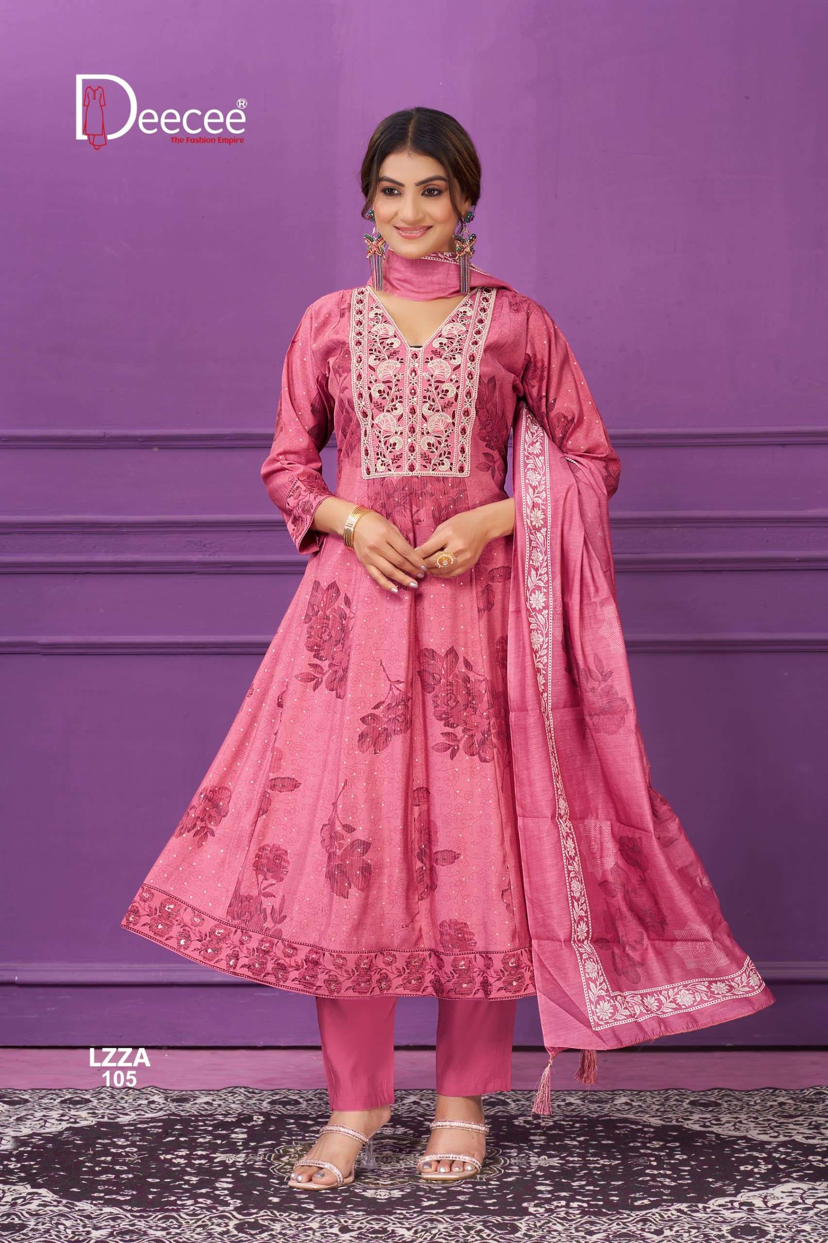 DEE CEE LIZZA 01 TO 06 SERIES PURE ROMAN PRINTED DRESSES-00014