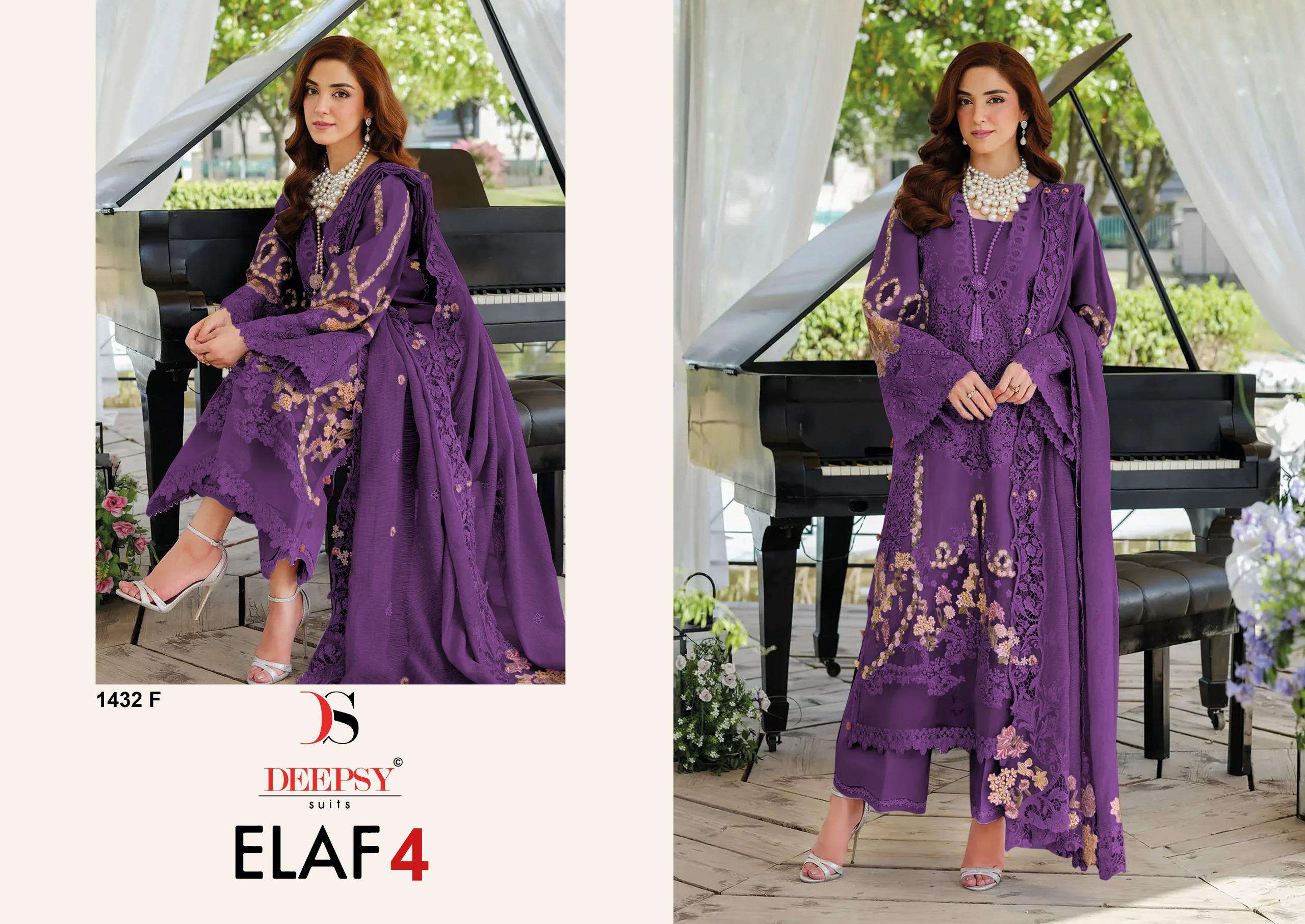DEEPSY SUIT D-1432 E TO H SERIES PURE COTTON EMBROIDERY PAKISTANI DRESSES-00201