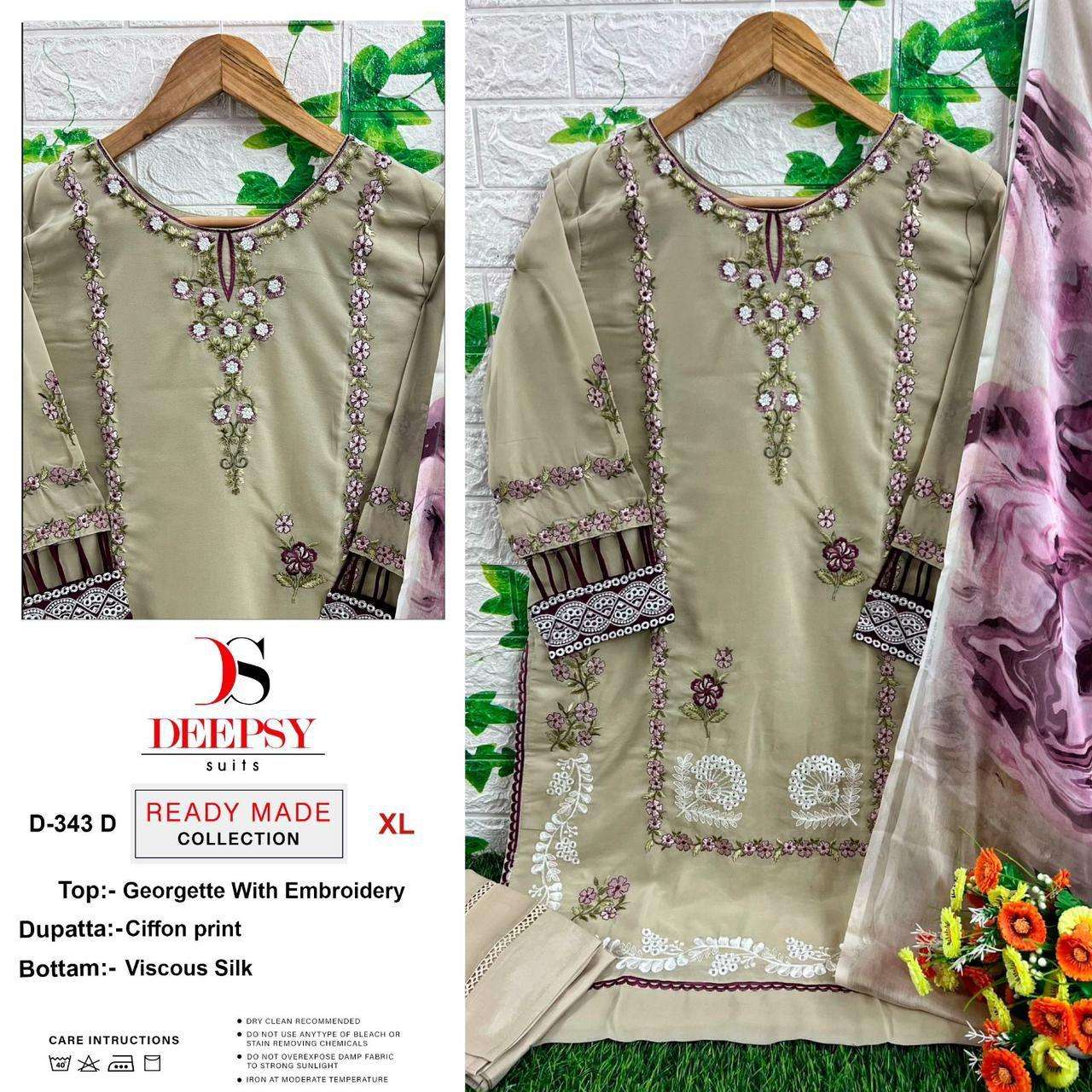 DEEPSY SUIT D-343 A TO D SERIES PURE GEORGETTE EMBROIDERY PAKISTANI DRESSES-00071