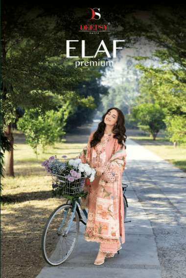 DEEPSY SUIT ELAF PREMIUM 1691 TO 1696 SERIES PURE COTTON EMBROIDERY PAKISTANI DRESSES-00201