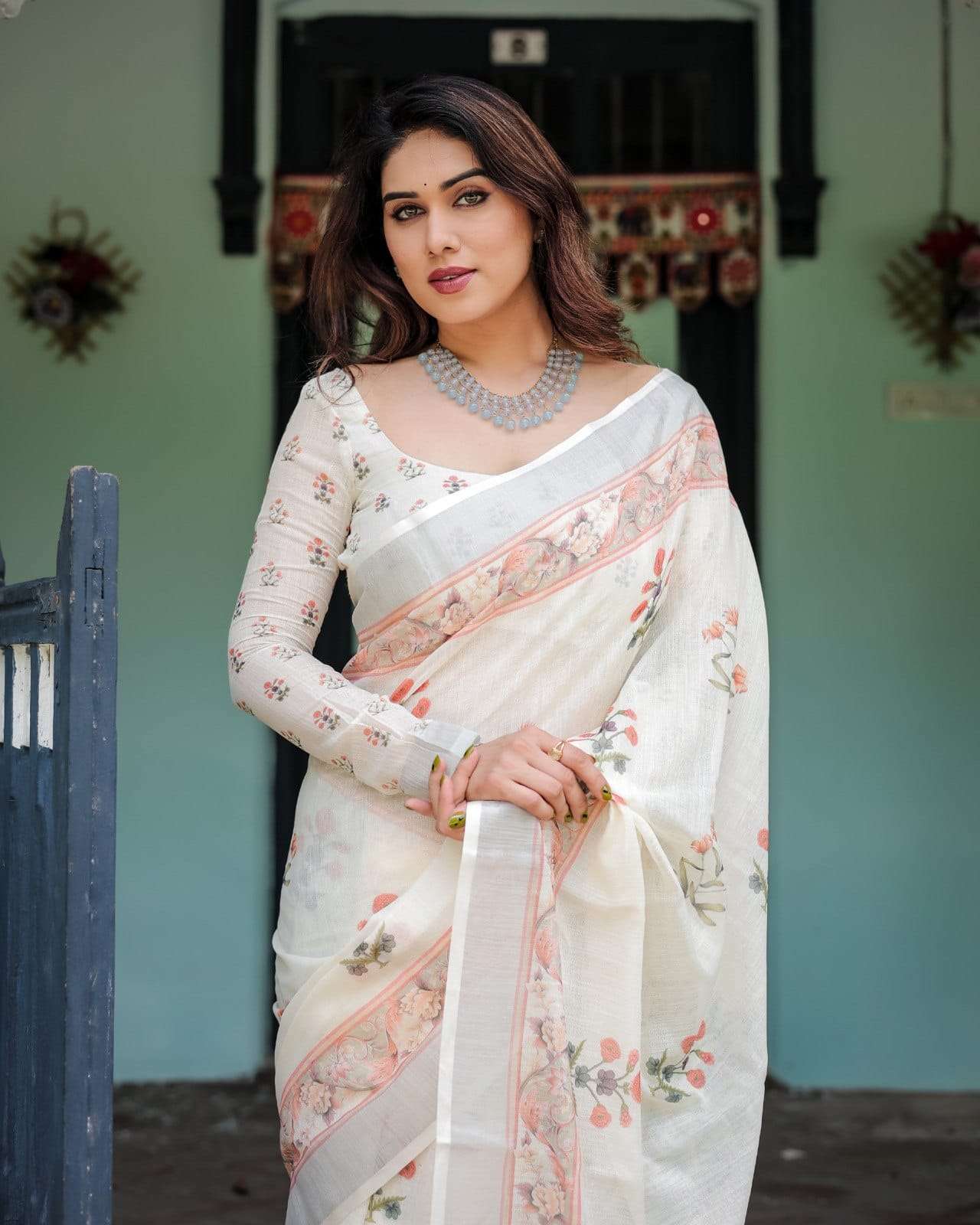 DEVYANI VOL-157 BY ASLIWHOLESALE LINEN COTTON PRINTED SAREES-00259