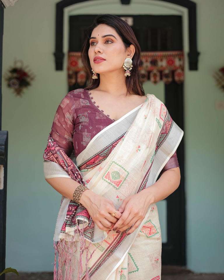 DEVYANI VOL-172 BY ASLIWHOLESALE LINEN PRINTED PREMIUM SAREES-00259