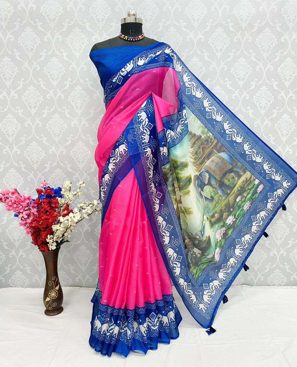 DF-292 KALAMKARI BY ASLIWHOLESALE DESIGNER PURE KOTA DORIYA PRINTED SAREES-00057
