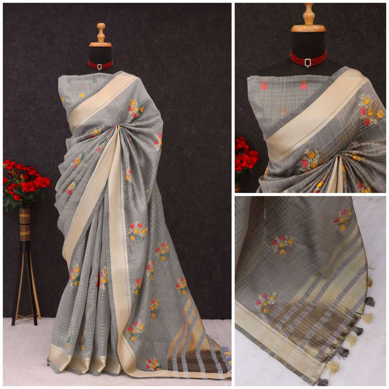 DF-294 SUMMER BY ASLIWHOLESALE DESIGNER PURE COTTON CHECKS SAREES-00057