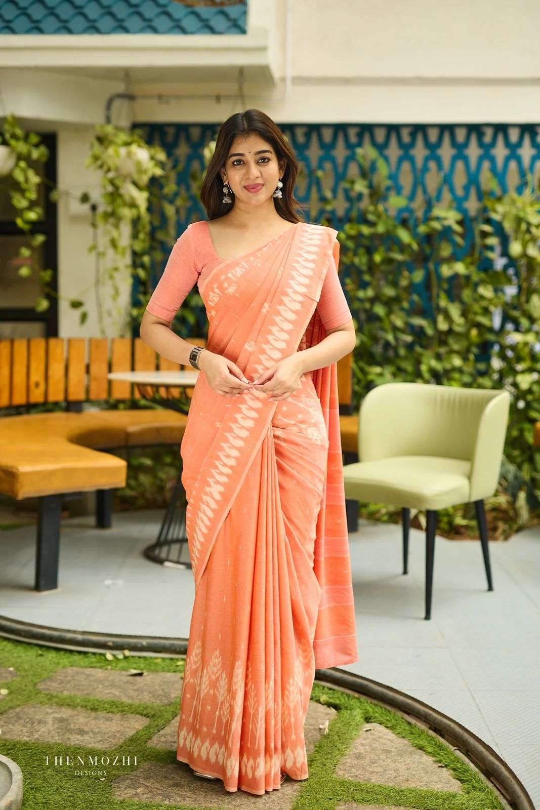 DF-301 IKKAT BY ASLIWHOLESALE DESIGNER PURE LINNEN PRINTED SAREES-00057
