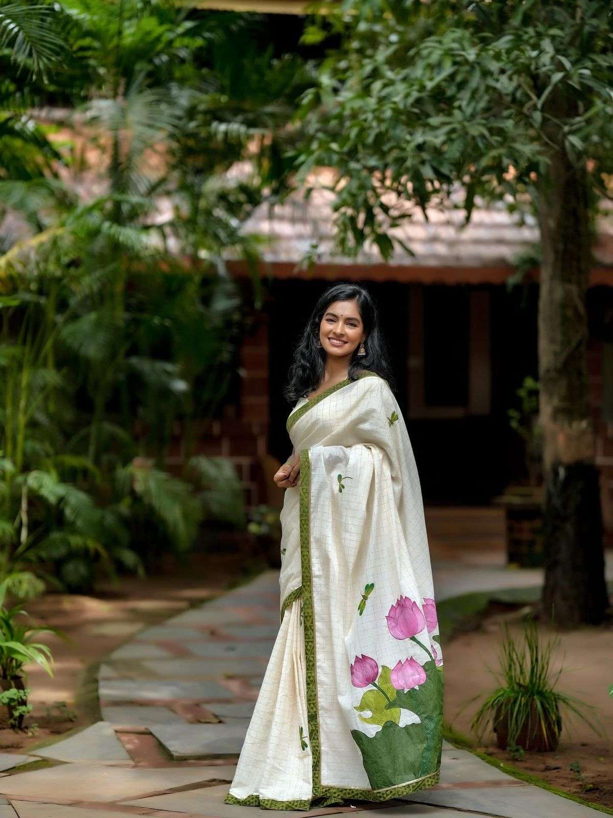 DF-316 VISHU BY ASLIWHOLESALE DESIGNER PURE LINEN PIRNTED SAREE-00057