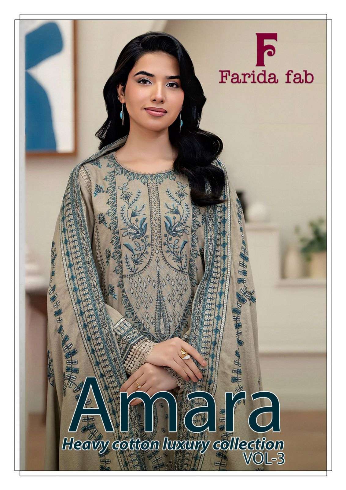 FARIDA FAB AMARA VOL-03 3001 TO 3006 SERIES PURE COTTON PRINTED PAKISTANI DRESSES-00062