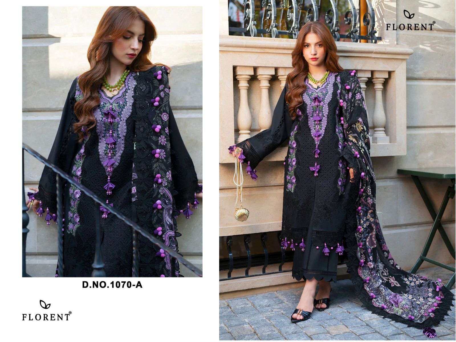 FLORENT 1070 A TO D SERIES PURE COTTON EMBROIDERY PAKISTANI DRESSES-00062