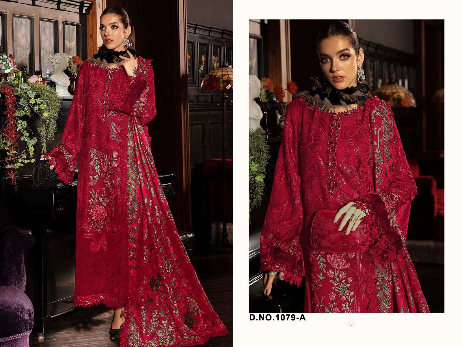 FLORENT 1079 A TO D SERIES PURE CAMBRIC COTTON EMBROIDERY PAKISTANI DRESSES-00071