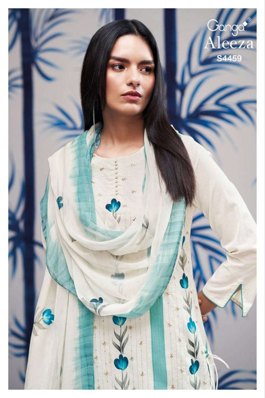 GANGA FASHION ALEEZA S-4459 SERIES COTTON HANDWORK PRINTED SUIT SET-00252