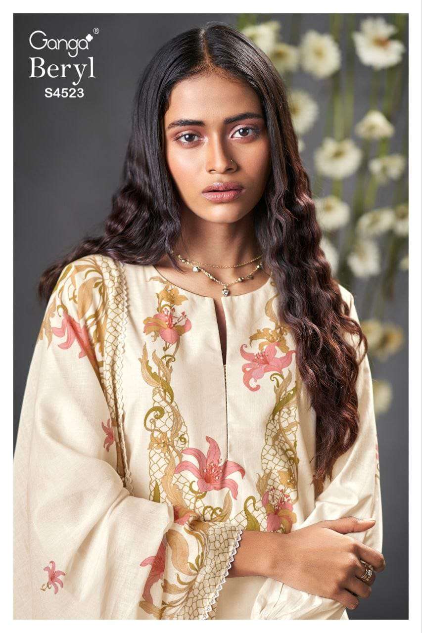 GANGA FASHION BERYL S-4523 SERIES PREMIUM COTTON PRINTED PUNJABI SUITS-00252