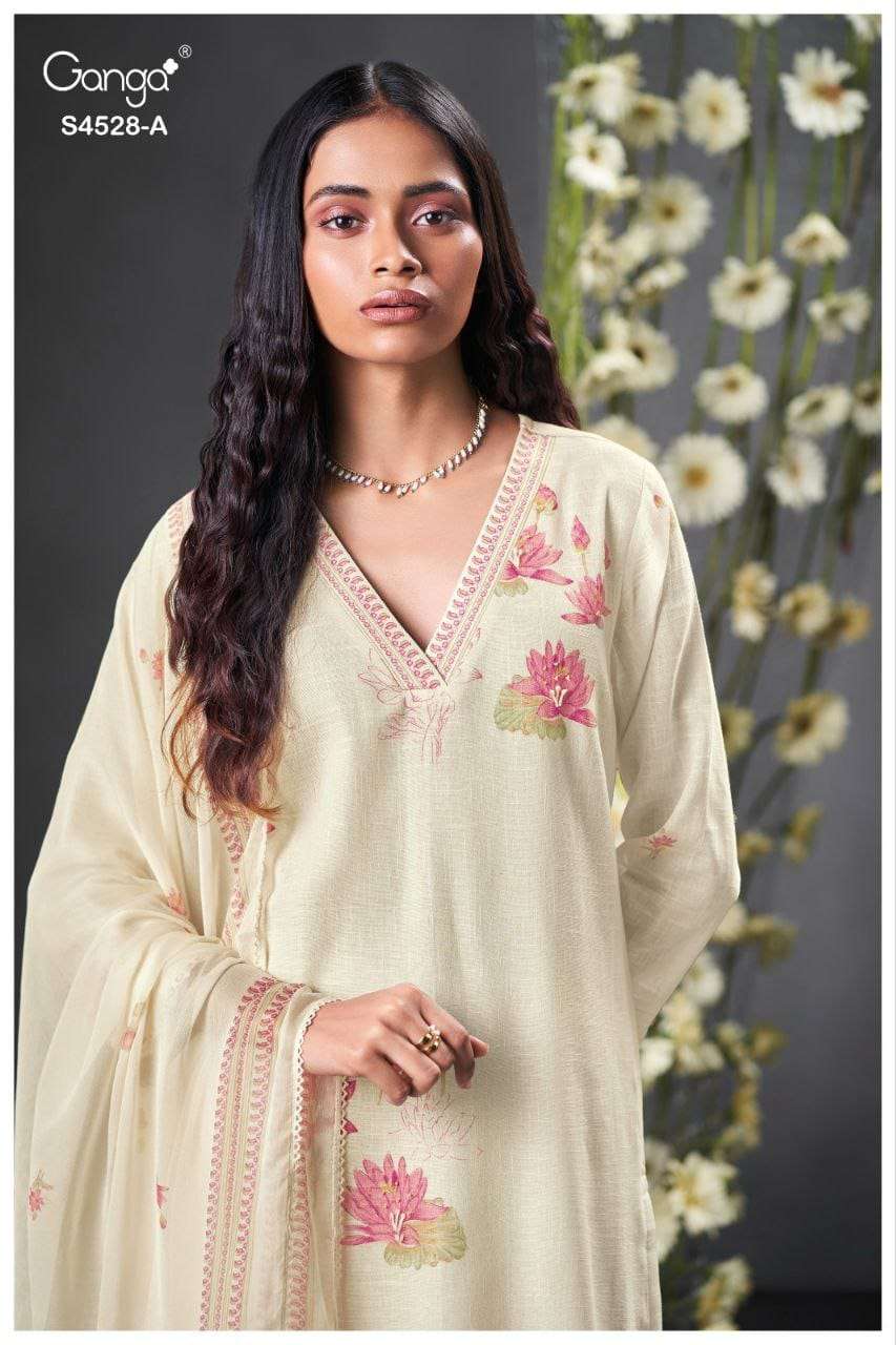 GANGA FASHION CELIA S-4528 COTTON LINEN PRINTED PREMIUM DRESSES-00252