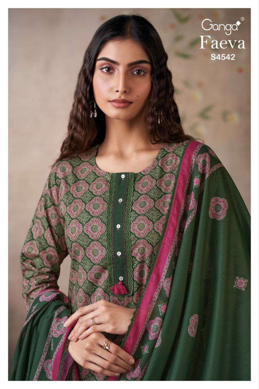 GANGA FASHION FAEVA S-4542 SERIES COTTON PRINTED PUNJABI SUIT SET-00252