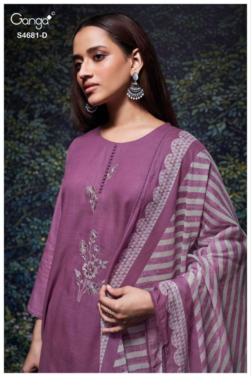 GANGA FASHION HRIDIKA S-4681 SERIES BEMBERG MAL PRINTED PREMIUM SUIT SET-00252